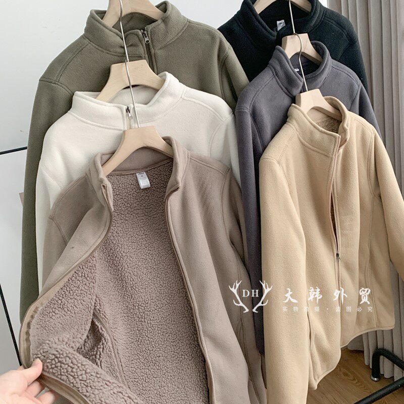 Island Country Orders Autumn and Winter Couple's Style Warm Lamb Wool Lining Double-Layer Composite Fleece Stand Collar Jacket Trendy Island Country Orders Autumn and Winter Couple's Style Warm Lamb Wool Lining Double-Layer Composite Fleece Stand Collar Jacket Trendy