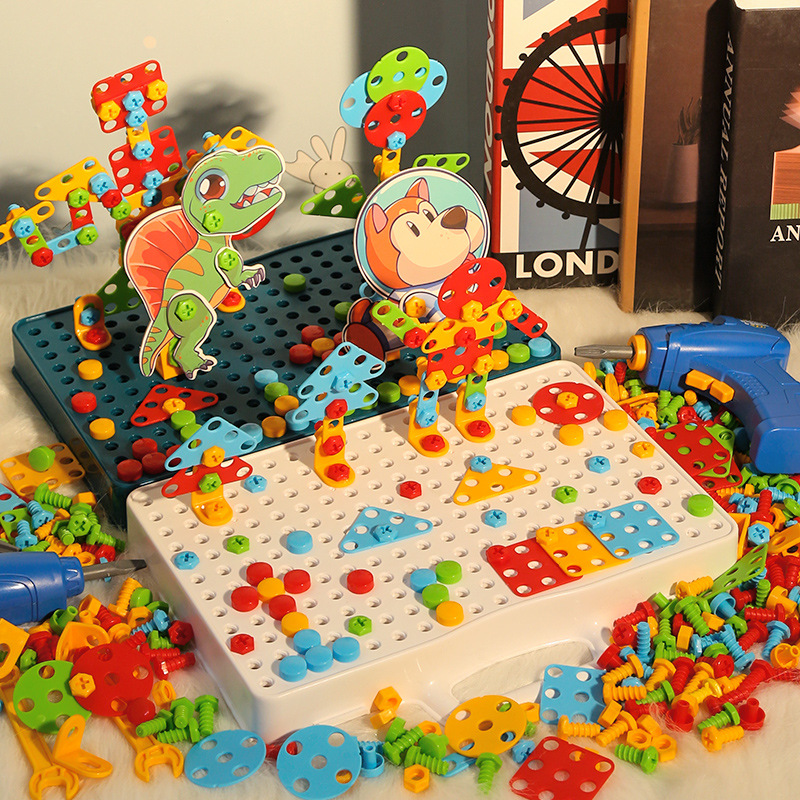 Children's screw toy electric drill disassembly combination puzzle nut assembly tool table manual diy men