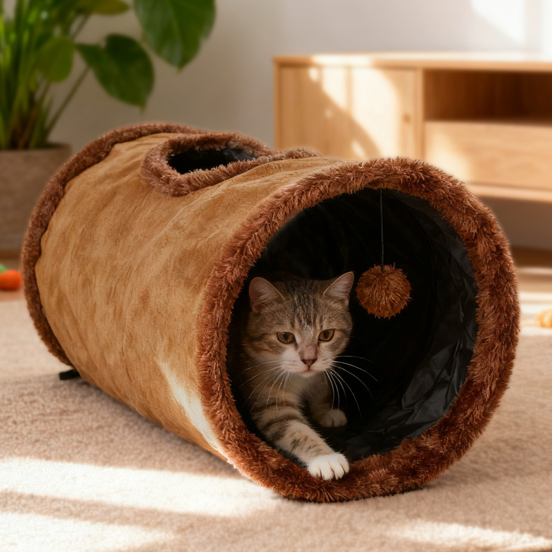 亚马逊爆款猫咪麂皮绒可折叠猫隧道 猫通道猫玩具跨境厂家批发|undefined