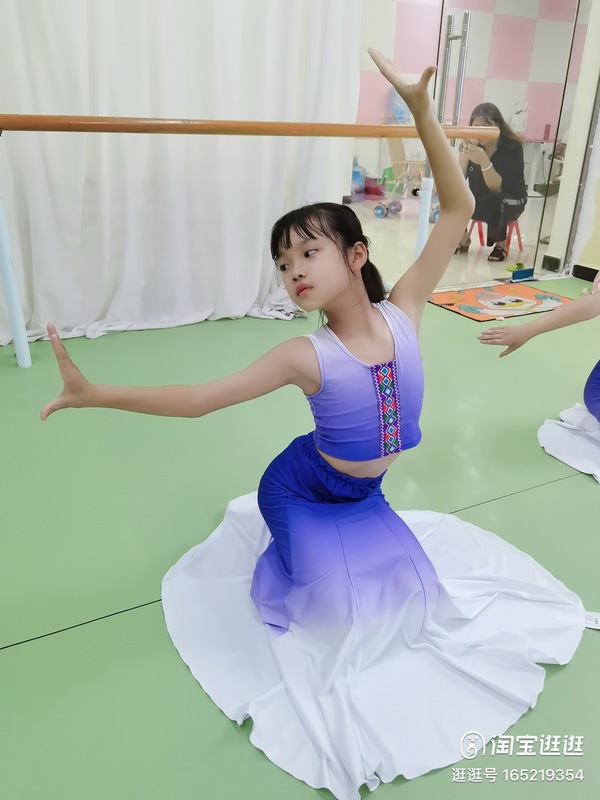 子供用ダイダンス衣装、女の子用フィッシュテールスカート、ヒップカバーハーフスカート、孔雀舞衣装、練習用スカート|undefined