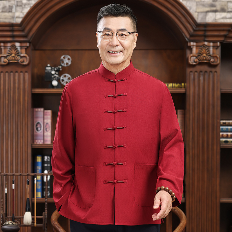 经典中式复古唐装男款手工盘扣透气舒适日常休闲晨练爷爷装套装
