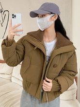 2023冬季韩版新款女式棉衣短款学生棉服外套甜美小棉袄翻领面包服