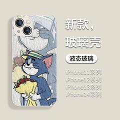 Apple 15/14/13 携帯電話ケース iPhone12/11promax カップル xr カップル猫 7 ガラス 8P セットに適しています。