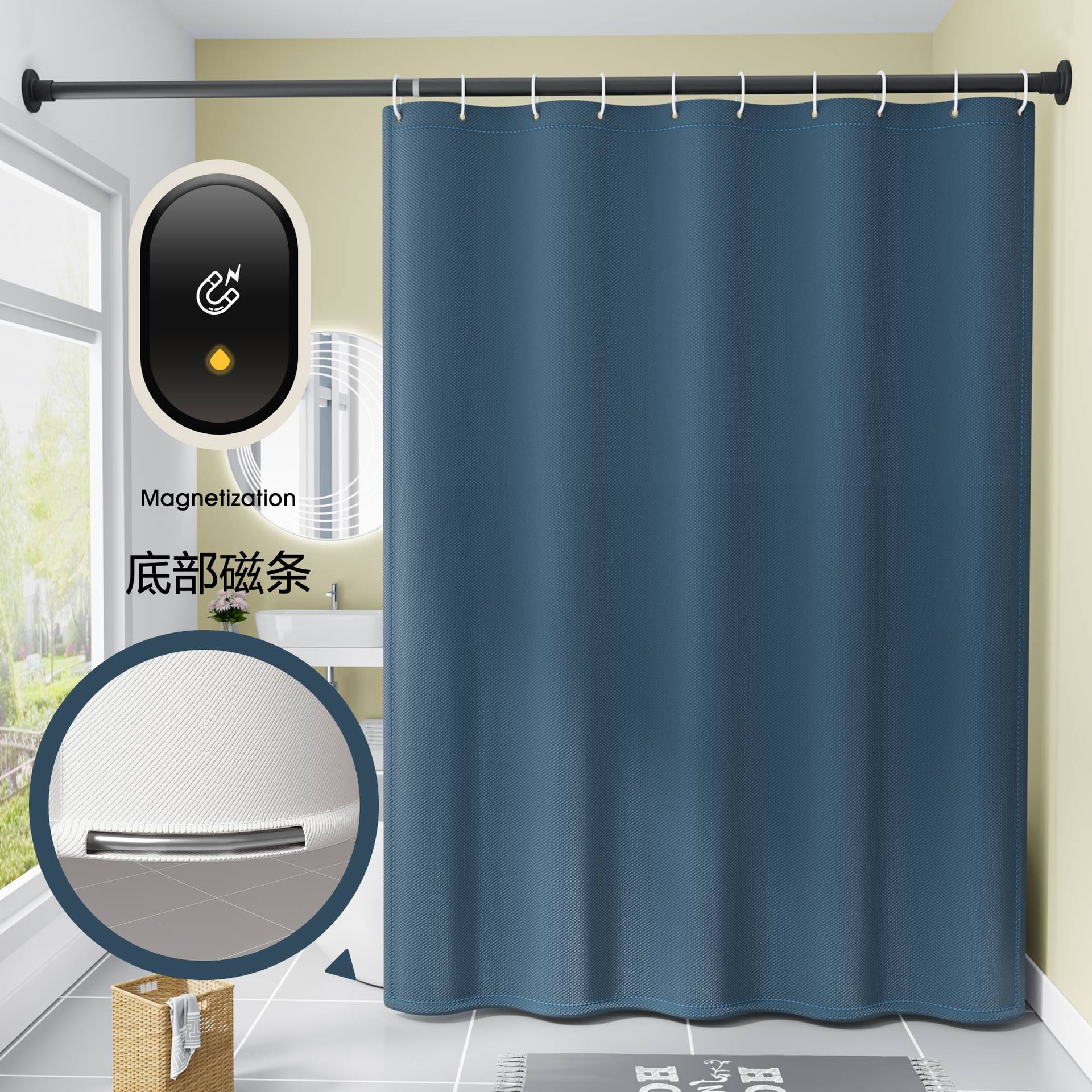 Transfronterizo de poliéster cortina de ducha de color sólido engrosada impermeable y a prueba de moho baño hotel partición cortina fabricante