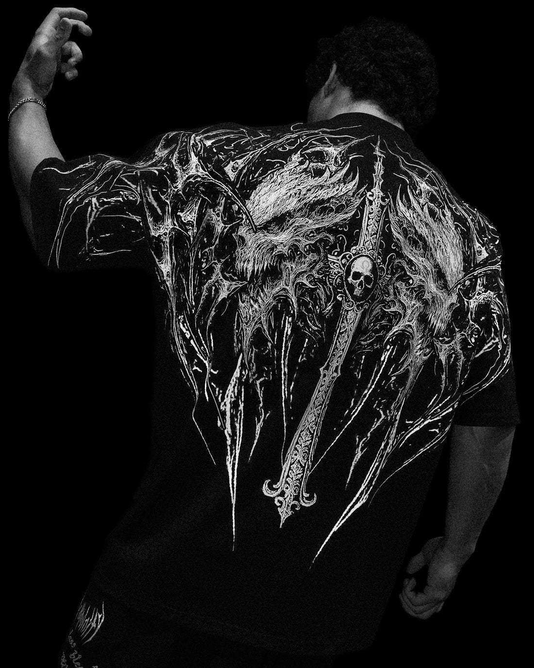 Breathedivinity's New Dark Gothic Dragon Style Loose-fit Plus-size Pure Cotton Men's Short-sleeve T-shirt 008_viptrois.com