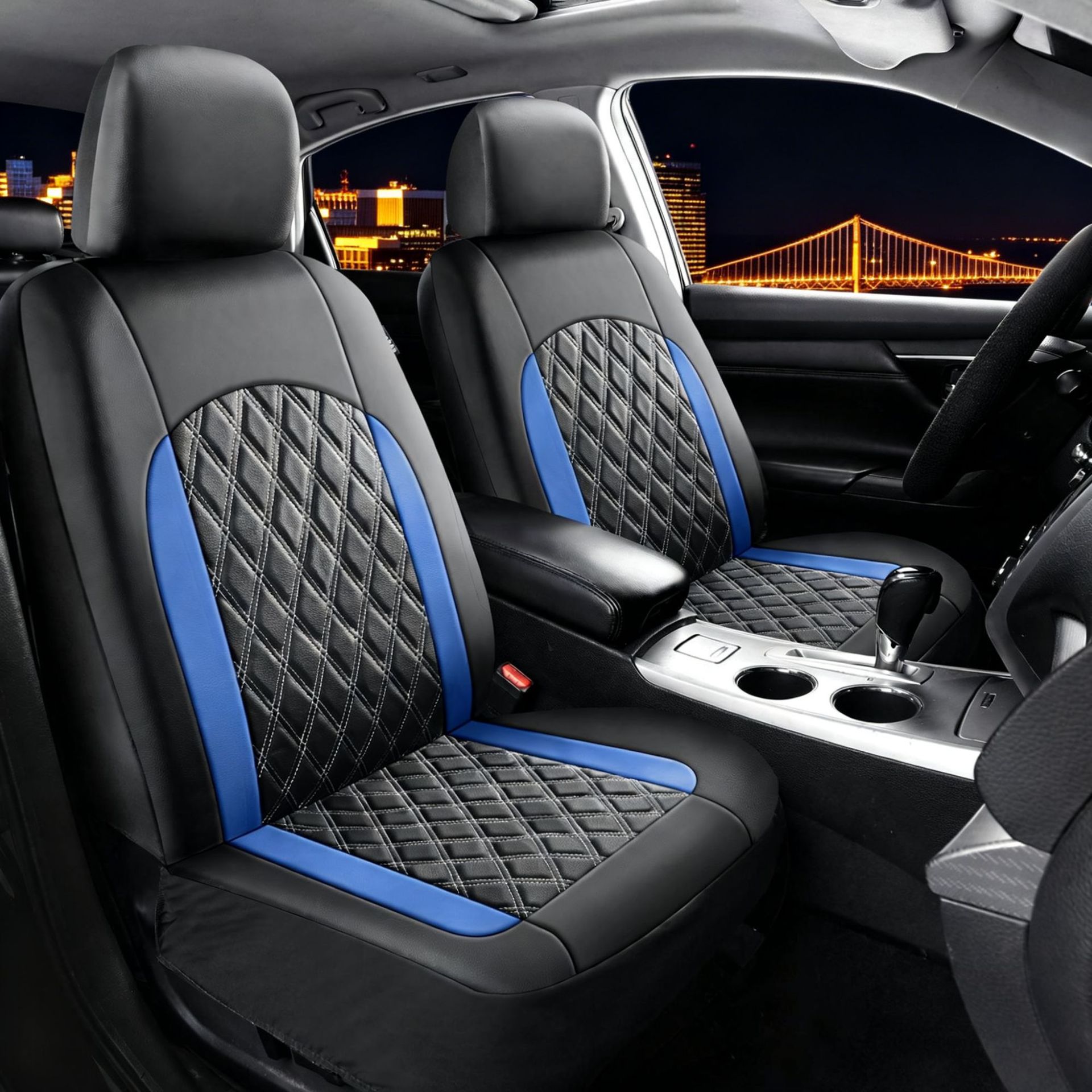 Cross-Border Foreign Trade Car Seat Cushion, Universal Seat Cover for All Seasons, Double-Line Diamond Quilted Embroidered Pu Leather Car Seat Protector