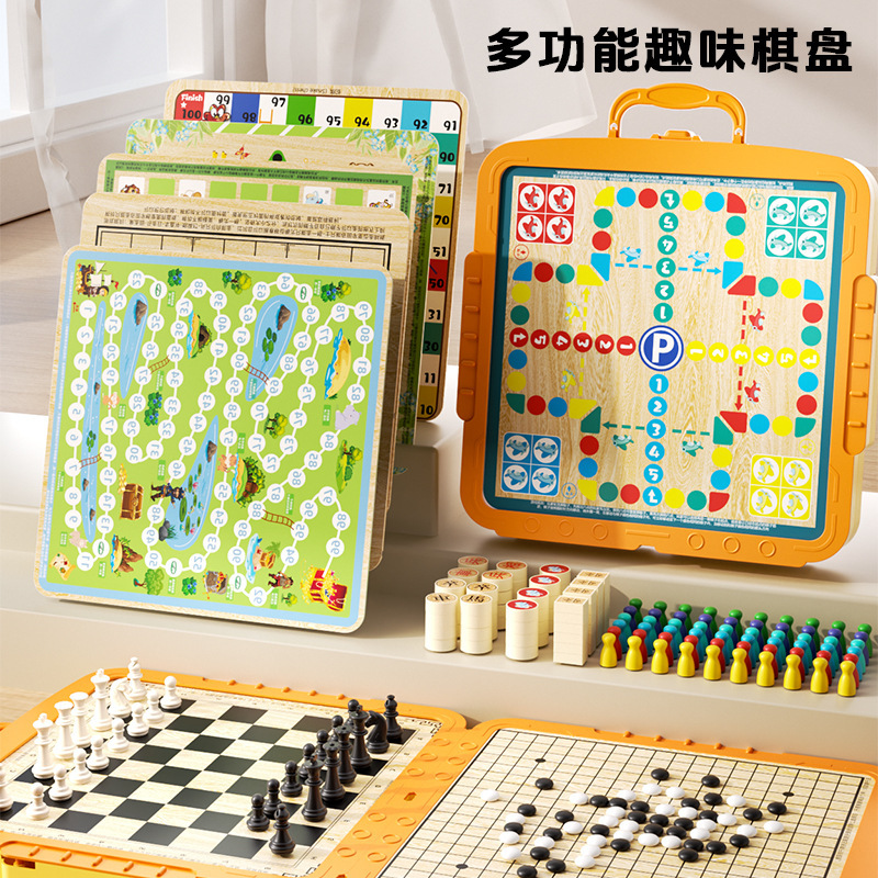 Cross-border multifunctional board toy, all-in-one educational board game, parent-child interactive flying chess, five-piece chess, interactive board game