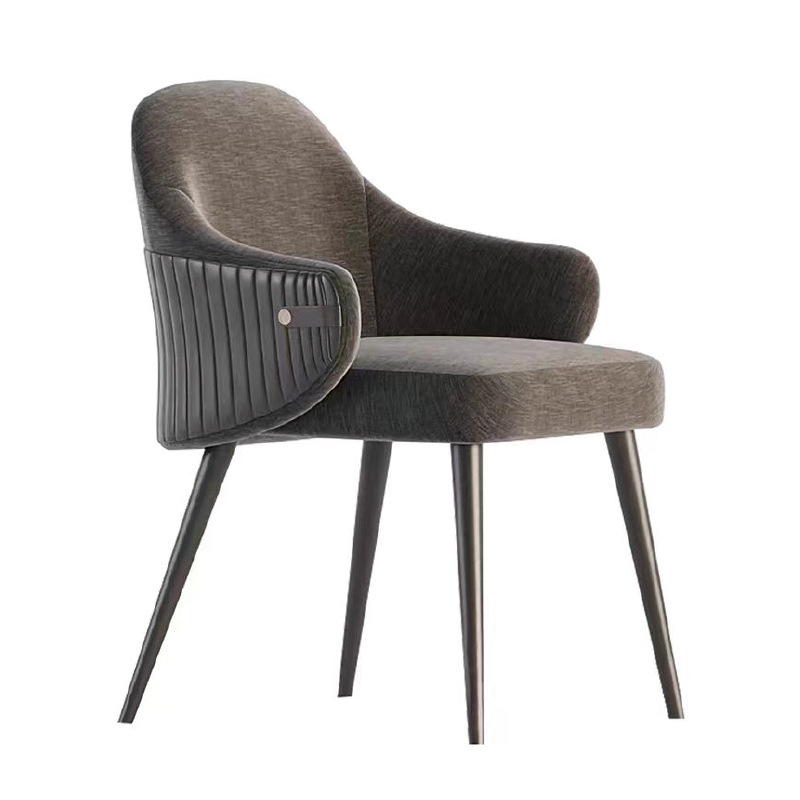 Nordic Light Luxury Linen Cloth Dining Chair Hotel Guest Room Backrest Book Chair Sales Department Negotiation Chair with Armrests Leisure Chair