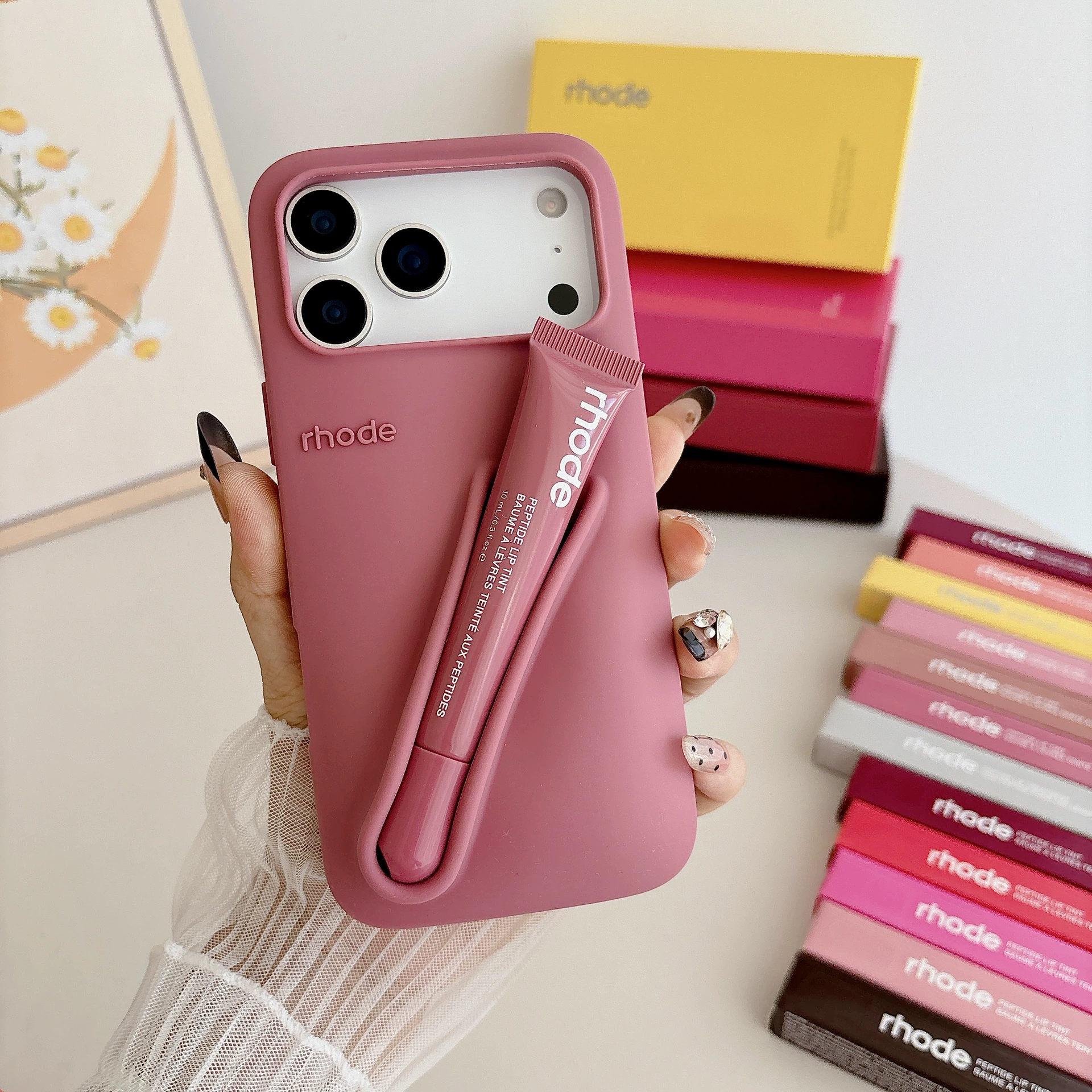 Яблоко, помада, блеск для губ, iPhone 14, трехмерный силиконовый чехол для телефона, iphone