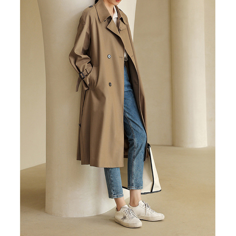 Spot Trenchcoat Women's Mid-length British Style Spring and Autumn New Korean Style Loose Popular Elegant Goddess Style Waist Coat