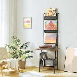 亚马逊黑胶唱片立式收纳架家用创意杂志cd唱片机架子多功能置物架