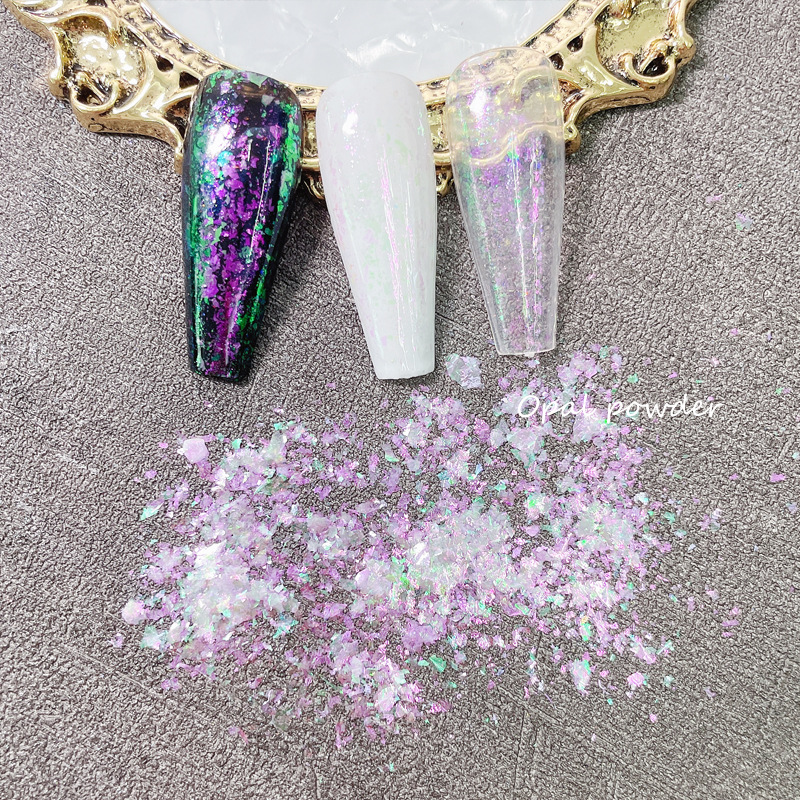 Transfronteriza nueva manicura 12 colores brillo polarizado Opal en polvo nube de color mágico polvo de algodón sueño hielo cristal uñas lentejuelas