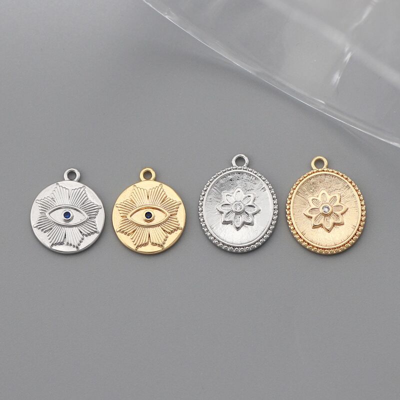 Hot-Selling Evil Eye Charm Gold-Plated Silver Vintage Eye Flower Pendant Material DIY Jewelry Accessories