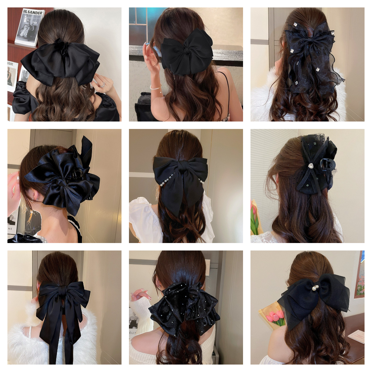Corea del sur Dongdaemun negro arco clip de moda todo fósforo grande horquilla trasera cabeza updo temperamento accesorios para el cabello para las mujeres image 3