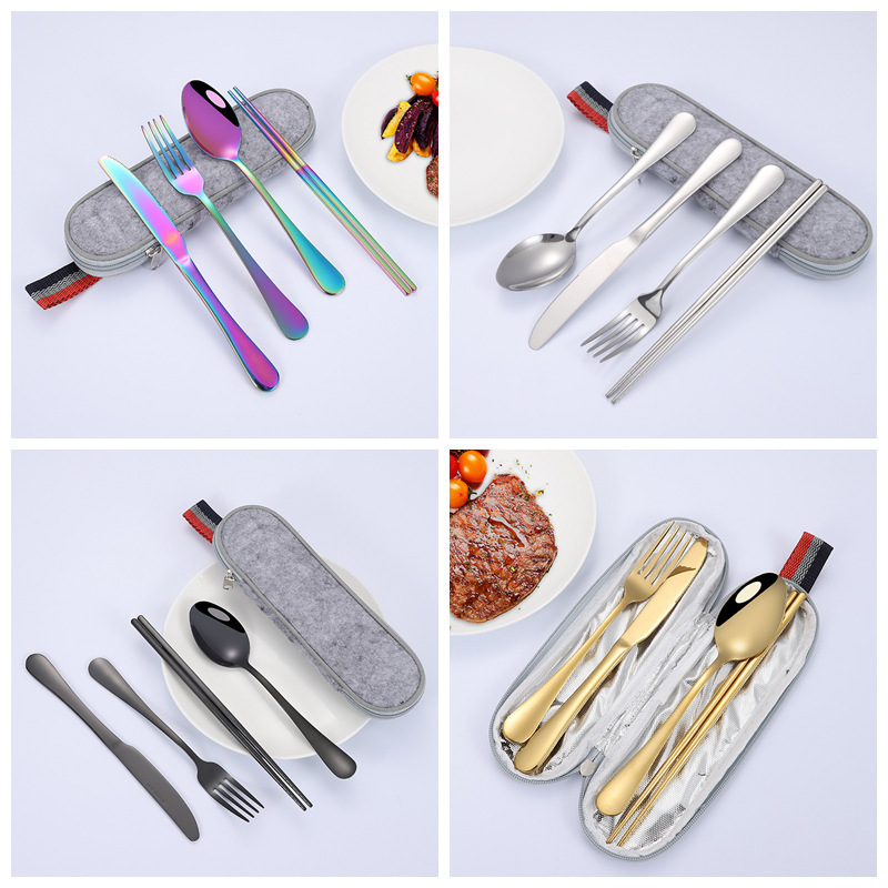 Amazon 1010 Stainless Steel Knife and Fork Spoon Spoon Chopsticks Travel Portable Outdoor Western Tableware 4-piece Set Amazon 1010 Stainless Steel Knife and Fork Spoon Spoon Chopsticks Travel Portable Outdoor Western Tableware 4-piece Set