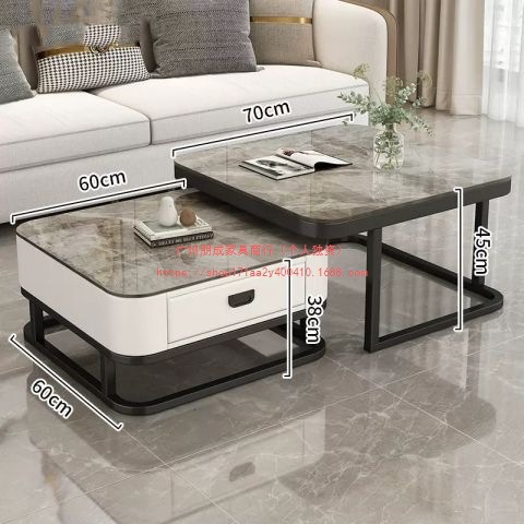 Mesa de té de lujo ligera sala de estar doméstica moderna y pequeña casa red cuadrada de vidrio rojo tablero de TV combinado mesa de té