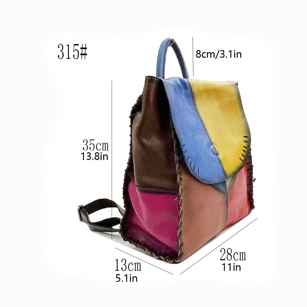 Women's Leather Patchwork Backpack, Stylish Casual Daypack For Women_voghion.com