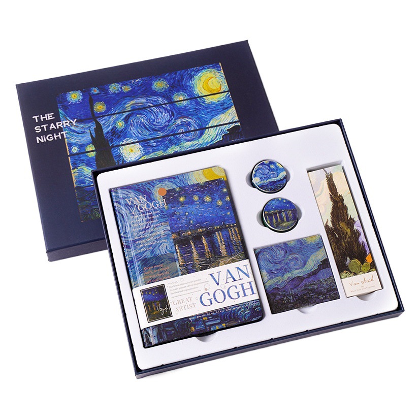 Set de papelería artística estilo Van Gogh y Monet – cuaderno de notas y regalo escolar creativo