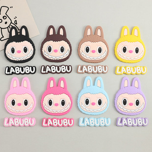 Big head labubu cloth accessories mobile phone flat shell pvc patch diy slippers buckle water cup decorative stickers
