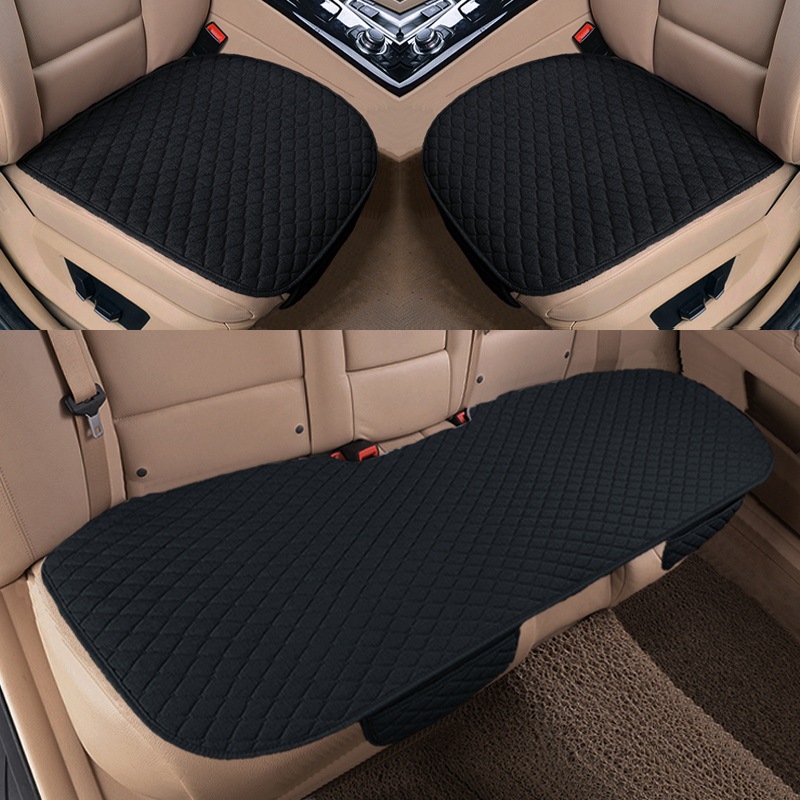 Cubierta del asiento del coche cojín del asiento del coche de una sola pieza de lino cojín del asiento trasero del coche de tres personas cojín del asiento del coche al por mayor y al por menor image 1