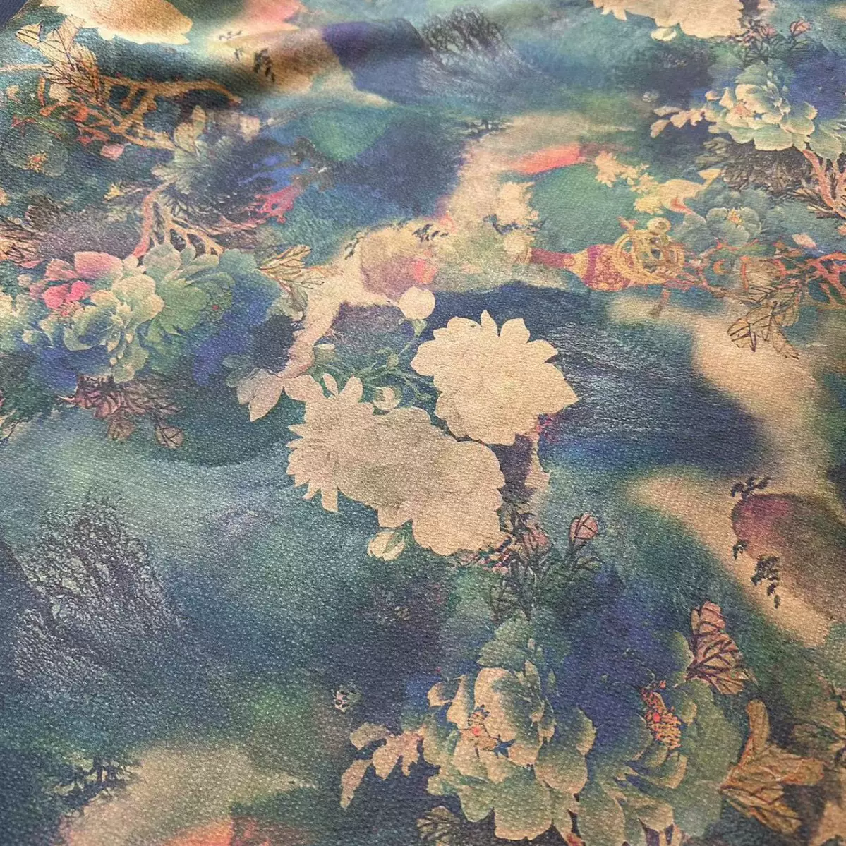 香云纱布头珍珠缎印花100桑蚕丝真丝汉服新中式面料23姆米110幅宽