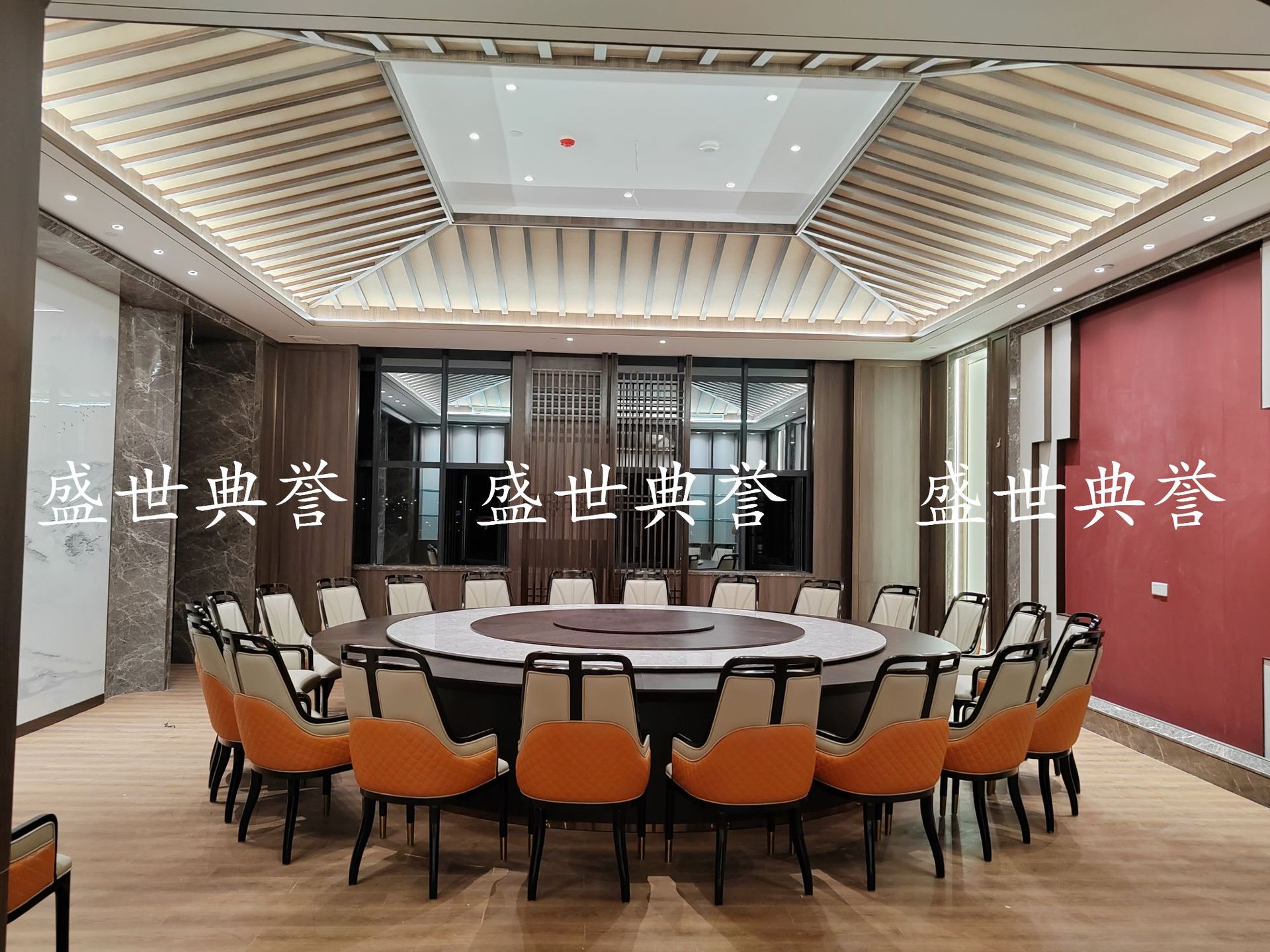 上海五星级酒店实木电动桌椅海鲜姿造轻奢电动桌会所商务宴请圆桌详情11