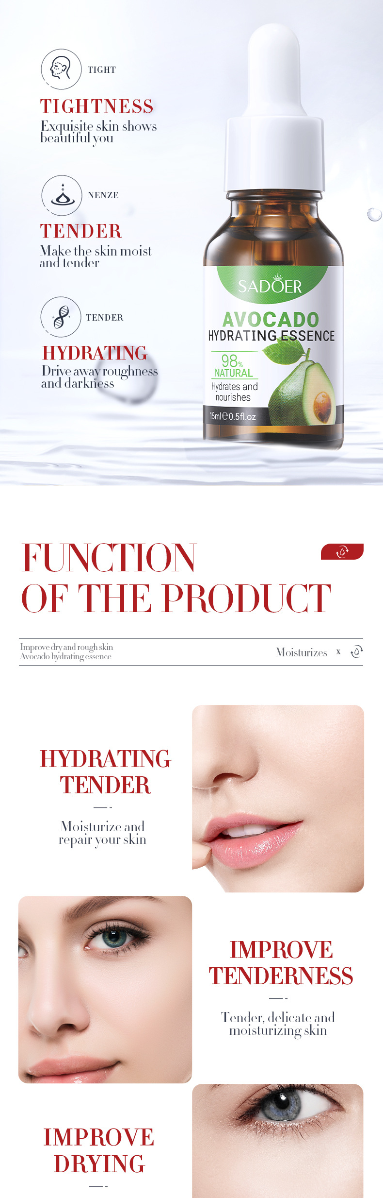 SADOER All English Fruit Flavor essence Liquid Moisturizes and refines pores to improve acne marks_voghion.com