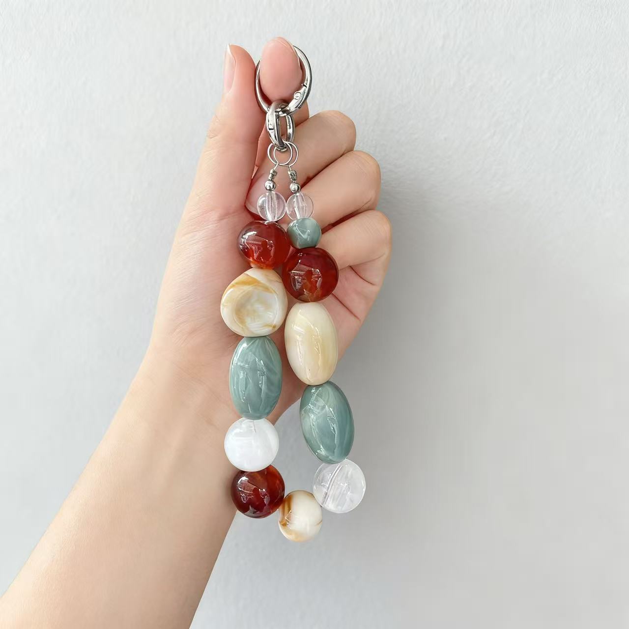 Light Luxury Niche Irregular Beaded Hand Chain High-End Mobile Phone Chain Car Keychain Fashion Bag Dual-Purpose Pendant