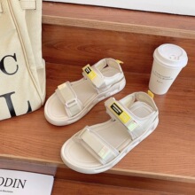 跨境凉鞋女夏季2026年新款魔术贴罗马百搭厚底防滑休闲沙滩鞋平底