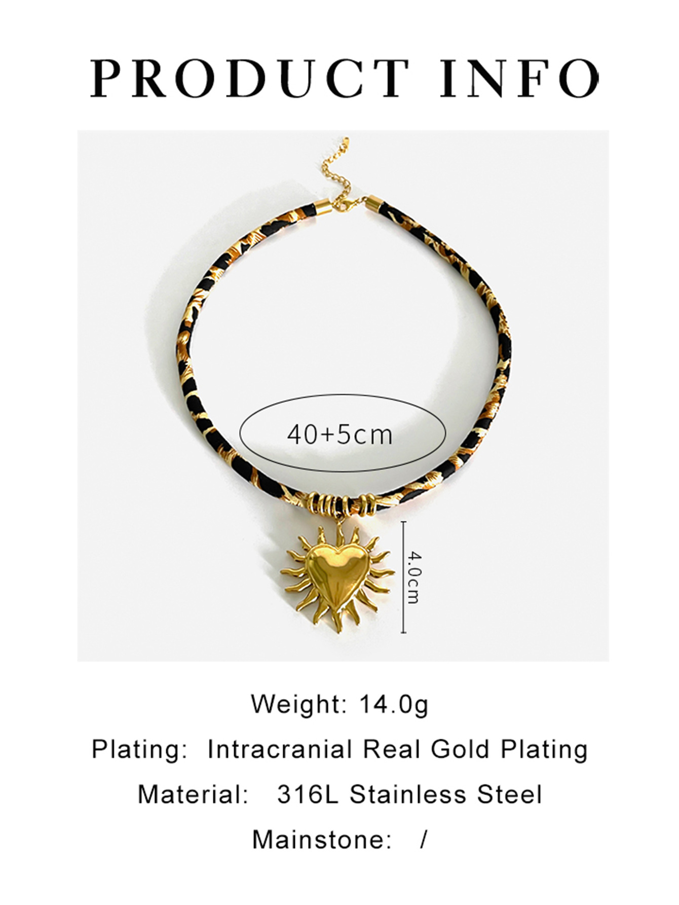 1 Piece Quantity Vintage Style Classic Style Sun Heart Shape 316L Stainless Steel  Nylon Waterproof Non Tarnish Surgical Steel Woven Chain Pendant Necklaces For Women's Holiday Daily