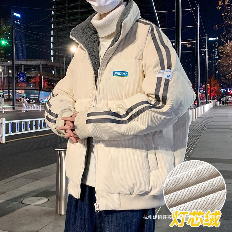 Men's corduroy winter trend velvet keep warm short down jacket