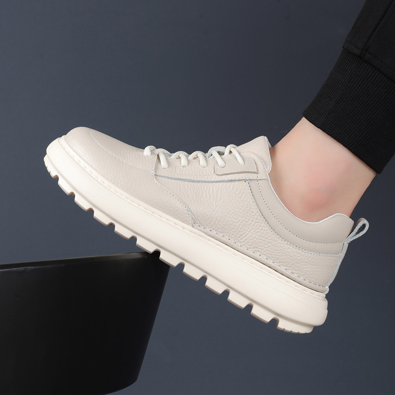 Otoño y invierno de la capa superior de piel de vaca nuevos zapatos casuales de hombre zapatos transpirables de cuero con suela gruesa zapatos de cuero de hombre zapatos de hombre