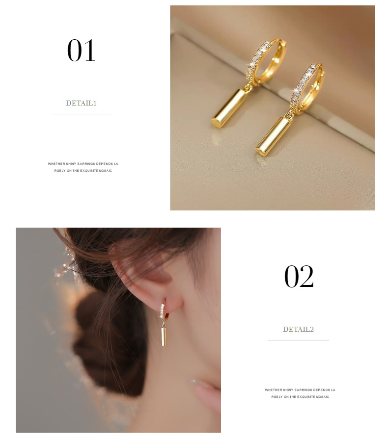 4g Weight 1 Pair Simple Style Geometric Plating Copper Zircon Drop Earrings