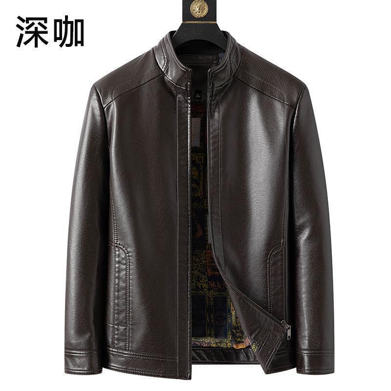秋冬头层海宁皮衣男中年爸爸装绵羊皮男士休闲大码皮夹克加绒外套|undefined