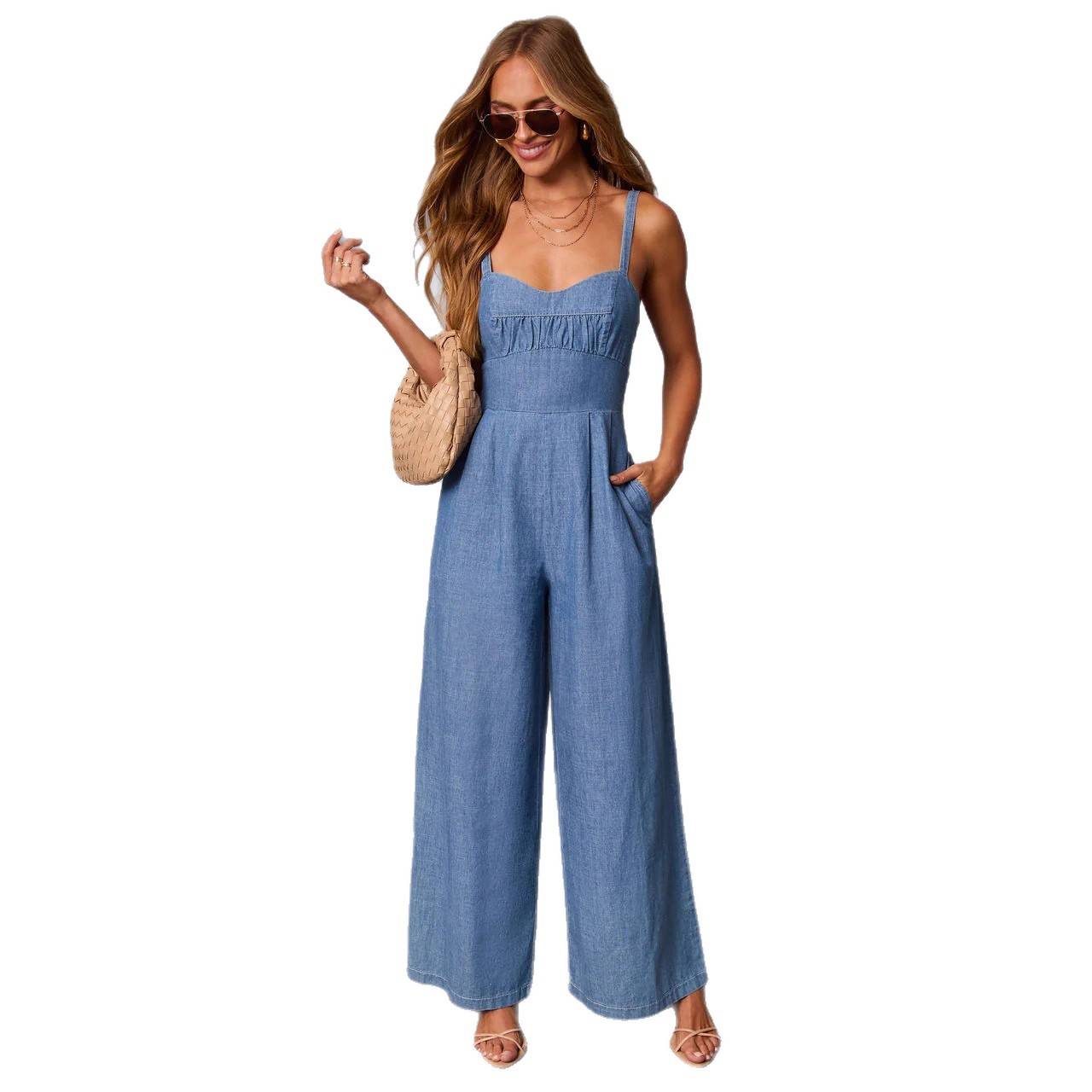 2026 Amazon eBay estación independiente wishing ropa de mujer europea y americana explosión de color sólido correa casual pantalones estilo retro