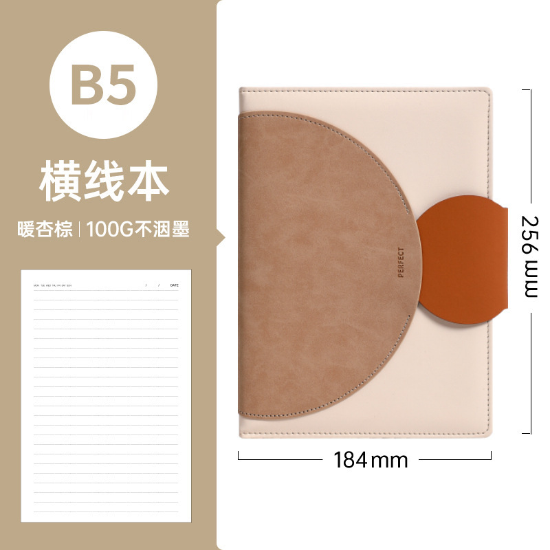 A5 cuaderno de negocios personalizado logotipo de alto valor cosmético agujero redondo cuaderno cuaderno de mano cuaderno horizontal al por mayor