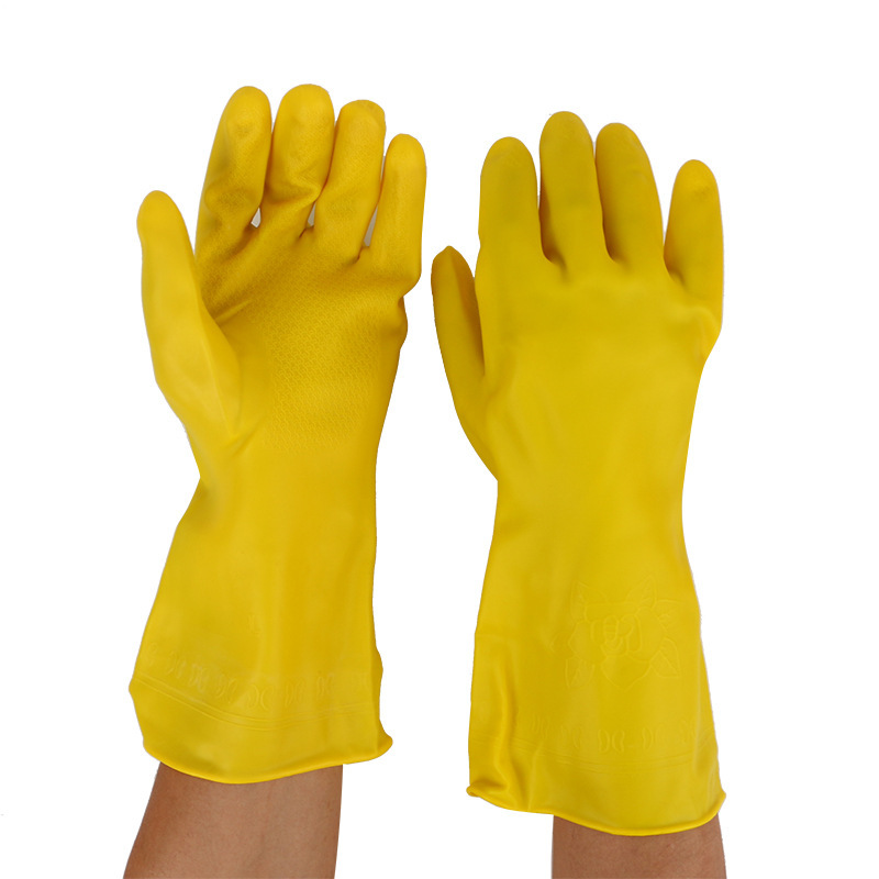 <unk> guantes de látex de tendón de toro industriales de limpieza doméstica lavandería guantes impermeables de goma resistentes a ácidos y álcali guantes de lavado de platos