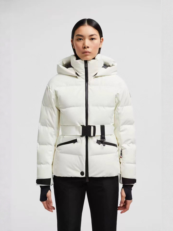 2025年秋冬Mon*新款90白鹅绒滑雪服外套系带收腰连帽蒙口羽绒服女|undefined