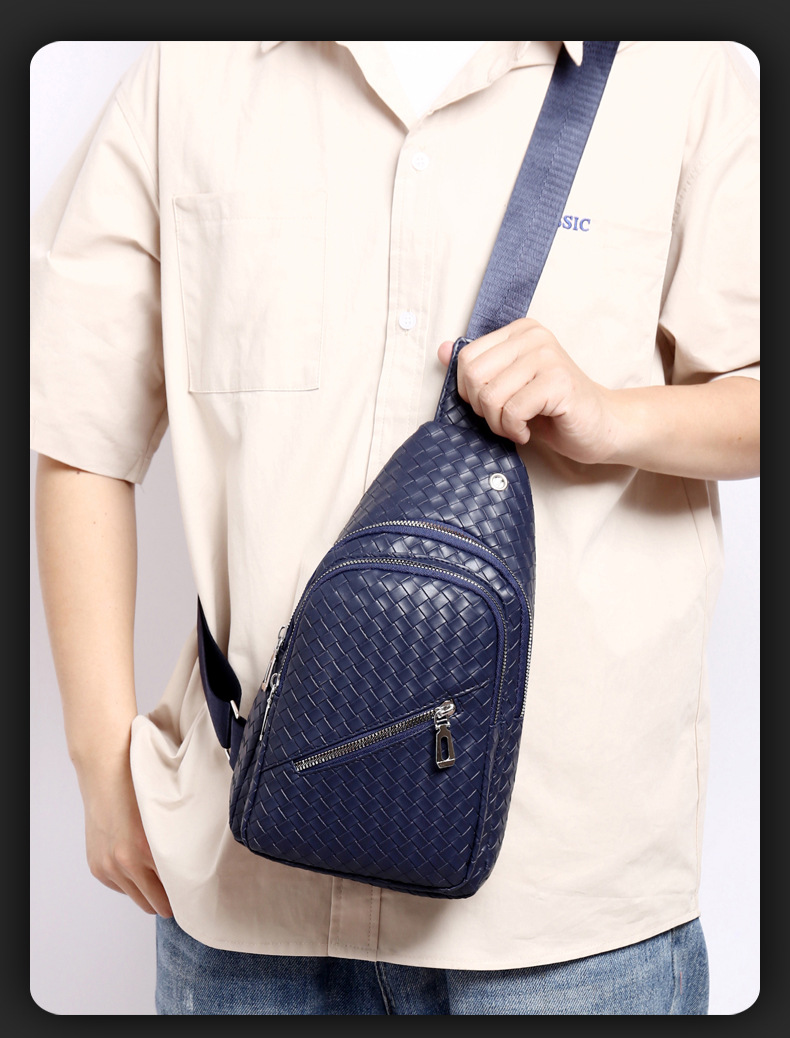 New trendy men's PU soft leather chest bag, simple single-shoulder bag, waterproof casual business crossbody bag, coin purse wholesale undefined