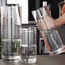 包邮落地客厅摆件插花干花北欧玻璃花瓶透明直筒水培富贵竹水养瓶