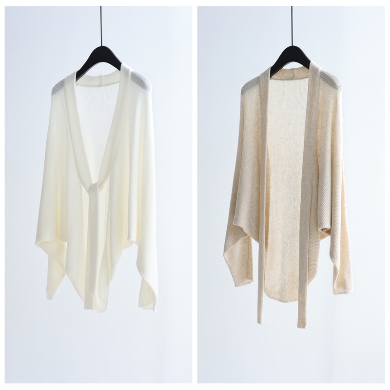 Artistic Batwing Sleeve Tencel Linen Knit Cardigan with Tie, Lazy Long-Sleeve Cardigan, Summer Sun Protection Vacation Shawl, Thin Style