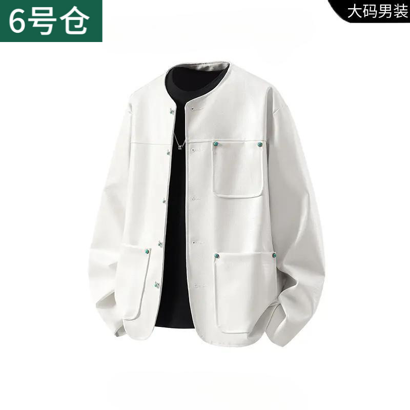 秋季新款鳄鱼纹皮衣男士美式复古潮流休闲设计感夹克外套