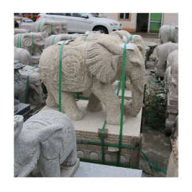 ‌晚霞红大理石雕刻大象 | 高性价比门口招财石象 | 企业/家居