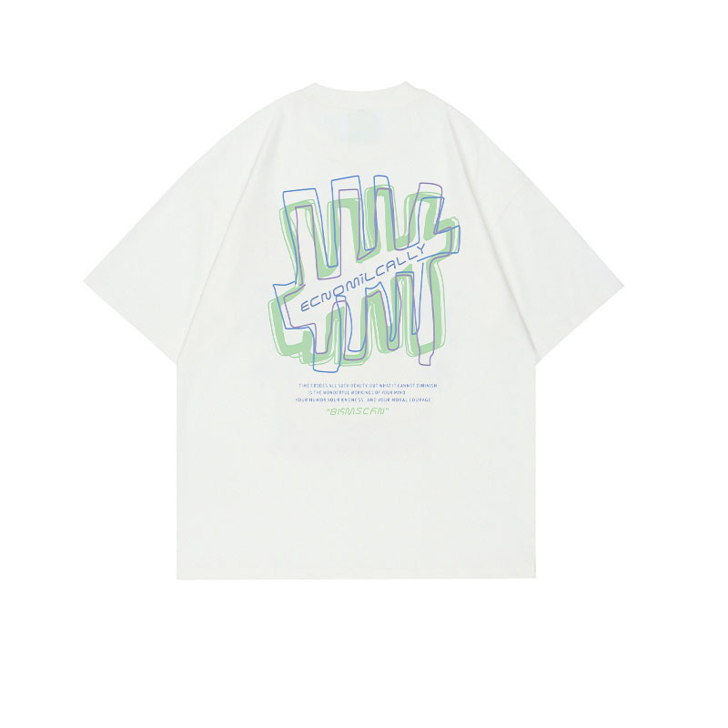 2023 新白綿 tシャツ女性のトレンディなブランド半袖夏ルーズ香港スタイルシックなカップルトップスイントレンド