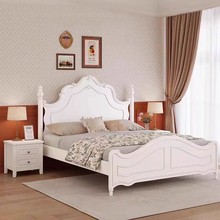 法式实木床雕花1.8米双人床主卧1.5米奶油风白色公主美式婚床床