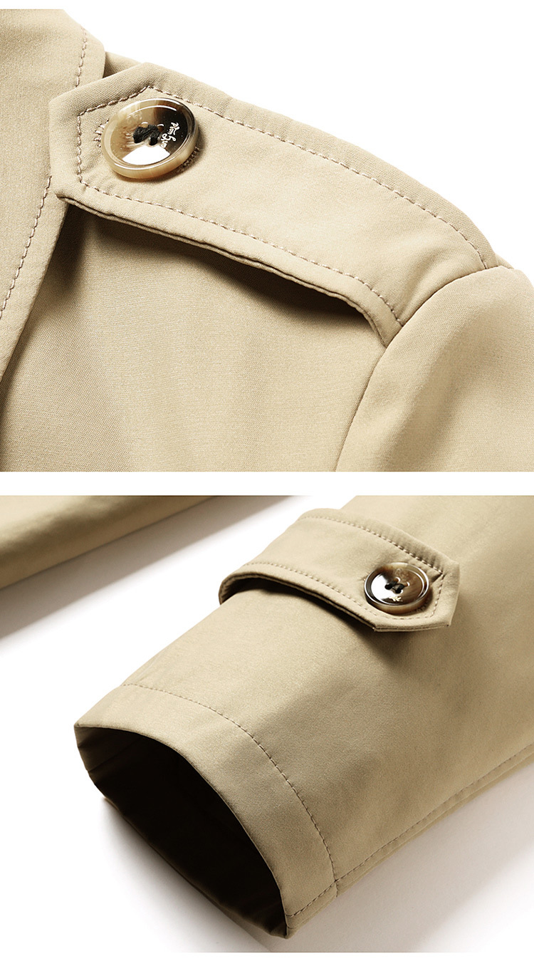 Cappotto, Giacca, Business maschile giovane, Moda, Tempo libero, Colori solidi primaverili e autunnali, Abbigliamento maschile alla moda di media lunghezza, 8 colori_voghion.com