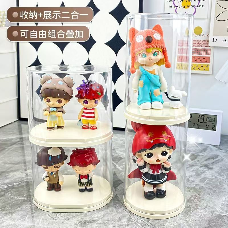 透明手办展示盒盲盒收纳盒泡泡玛特玩具公仔吧唧摆件防尘展示架
