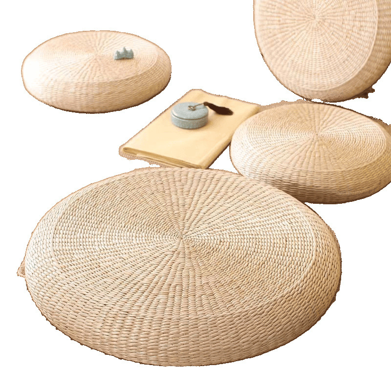 Cojín de futón de tatami de estilo japonés, piso perezoso en casa, meditación, estera de paja, ventana salediza suave