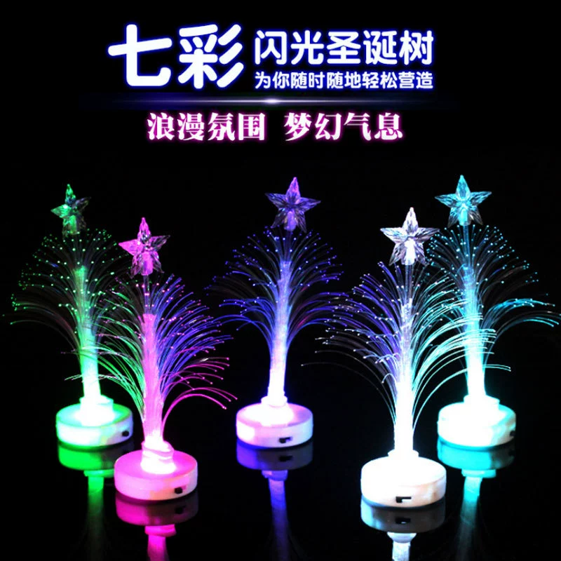 акриловая LED ночная лампа, красочная елка, 12.5×6×6 см, пластик + электроника