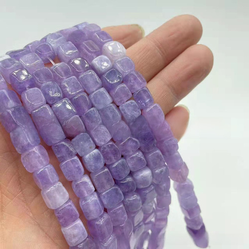 Cross-border new 0.8mm square bead DIY jewelry accessories semi-finished poppy agate strawberry crystal turquoise